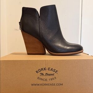 Kork-Ease Chandra II Black Leather Ankle Booties